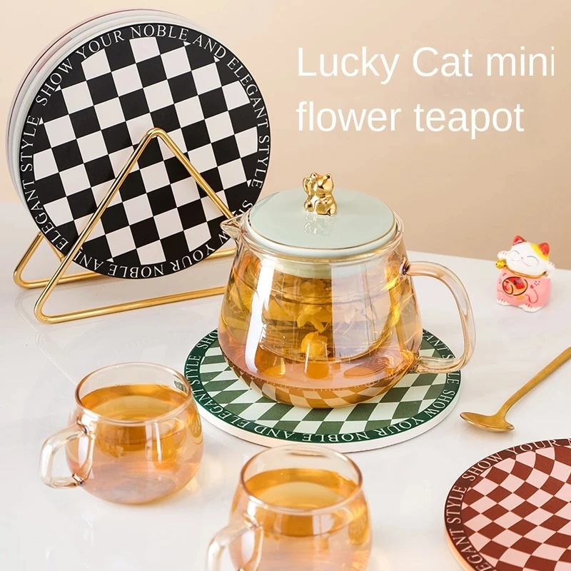 

High Temperature Resistant Transparent Glass Flower Teapot Single Pot Afternoon Tea Set Electric Pottery Stove Boiling Teapot