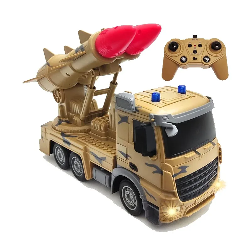 Children's RC Missile-capable Artillery Vehicle Tank Toys Missile Transport Army Truck Remote Control Armored Fighting Vehicles