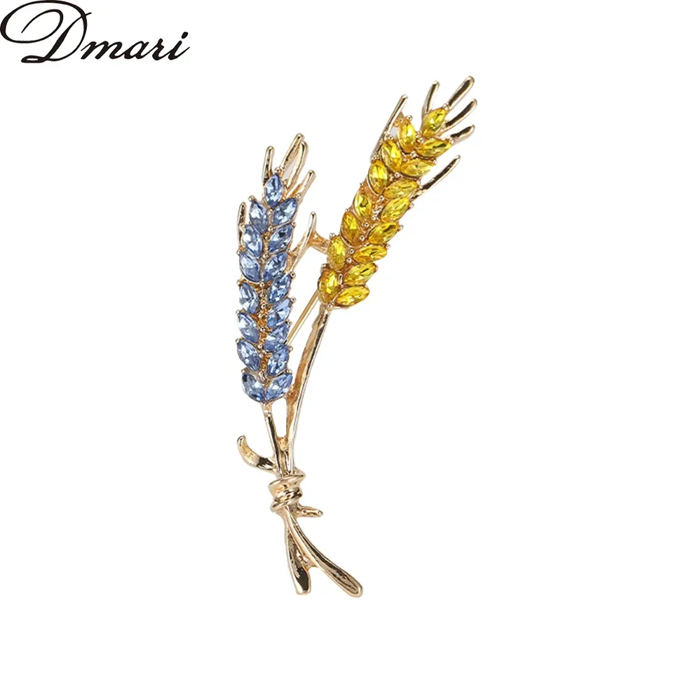 Dmari Women Brooches Korean Fashion Style 3-Color Rhinestone Ear of Wheat Lapel Pins Luxury Jewelry Accessories For Clothing 
