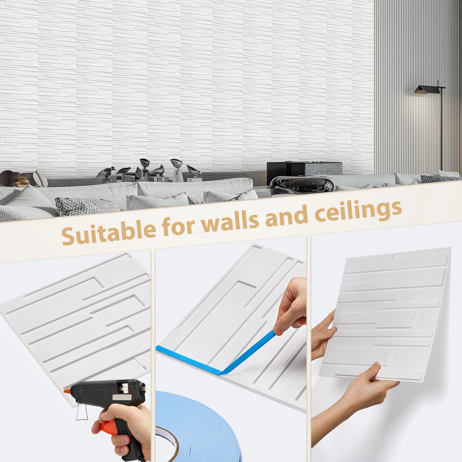 لوحة حائط من KUUJOJO ثلاثية الأبعاد لتزيين الحائط الداخلي، مناسبة لغرفة المعيشة والقاعة وغرفة النوم والفندق والمكتب وشريط إرسال #6