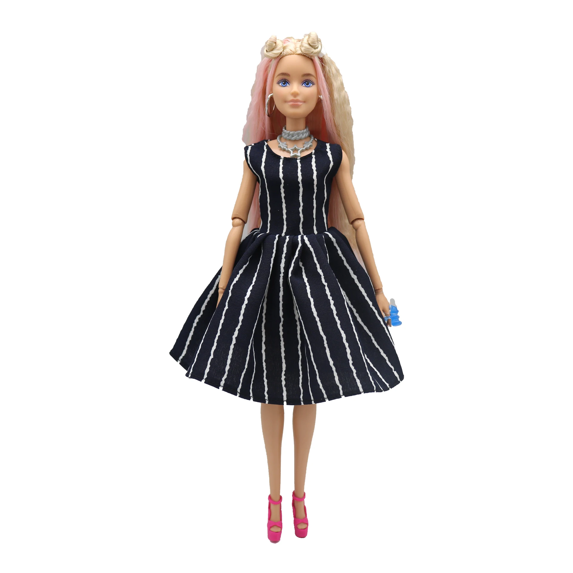 New 30cm 1/6  3 colors Stripe print dress Doll Accessories Clothes for Barbies doll