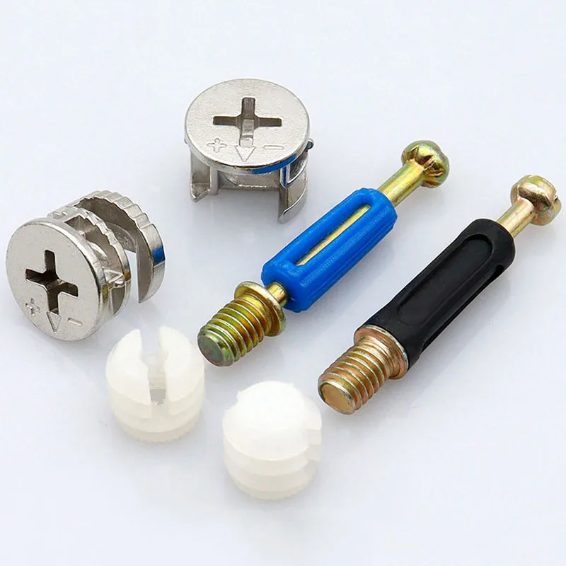 

100sets Furniture Screw 3-in-1 Eccentric Wheel Nut Connector Bolt Wardrobe Desk Link Fixer Kitchen Cabinet Hardware Fitting