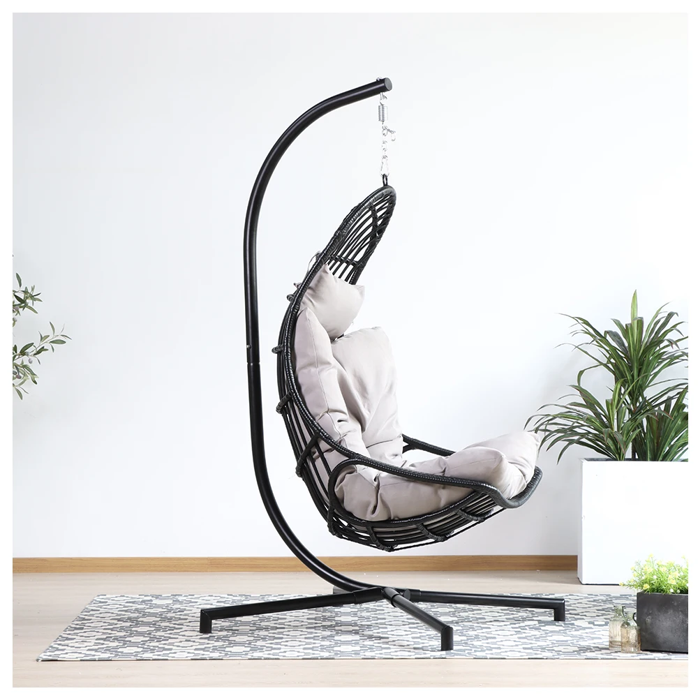 xx-Modern Moon-Shaped PE Rattan Hammock Swing Chair for Outdoor & Indoor Use in Gym Park Home & Garden