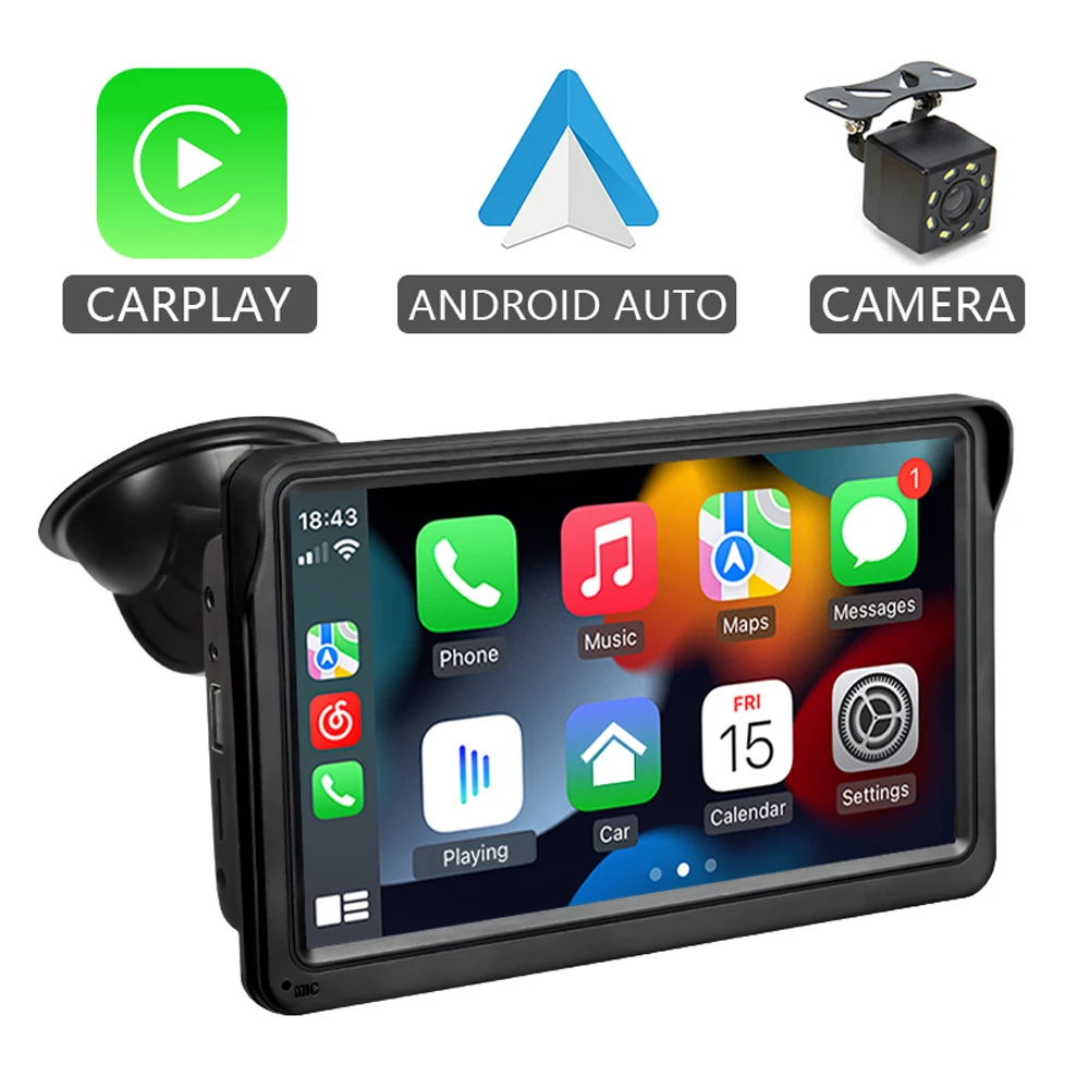 Carplay Android Auto Car Radio Multimedia Video Player 7Inch Portable Touch Screen Bluetooth 5.0 with Remote Control