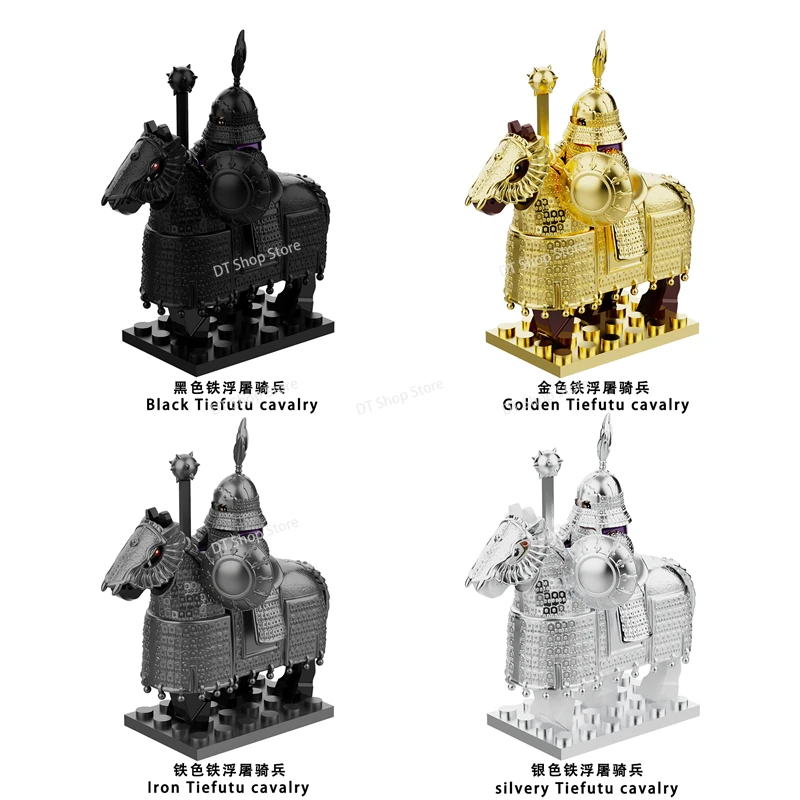 Chinese Armored Horse With Ancient Prisoner Of War Figure MOC Weapons Kids Toys Building Blocks Festival Gift For Children