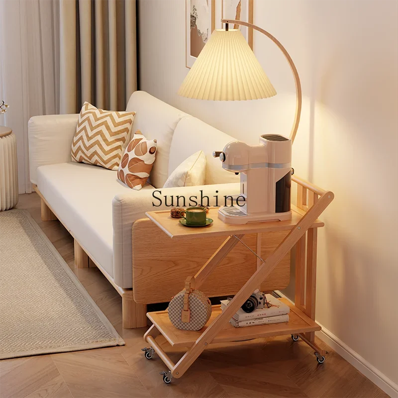 

Sofa movable solid wood medieval trolley living room folding coffee table bedside rack