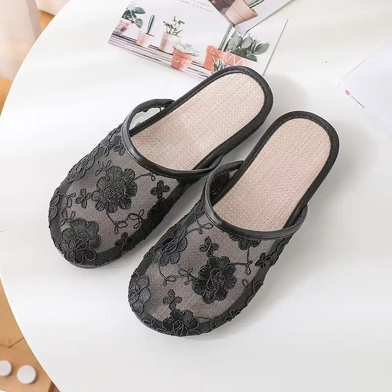 شباشب صيفية مطرزة على الطراز العرقي، جميلة في الهواء الطلق، قابلة للتنفس، ماصة للعرق وإزالة الروائح الكريهة