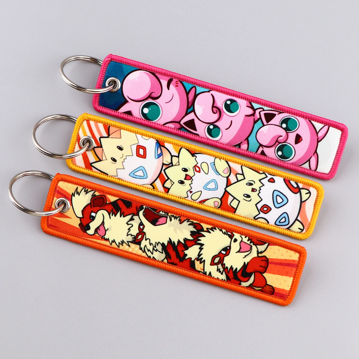 Kawaii Anime Key Tag Cute Embroidery Key Ring For Motorcycles Cars Bag Backpack Chaveiro Embroidery Key Fobs Fashion Gifts