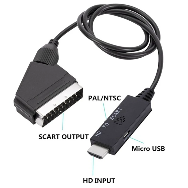 Scart To -Compatible TV Audio Video Adapter 1080P/720P Converter Cord For HDTV Stb Dvd Converter Accessories