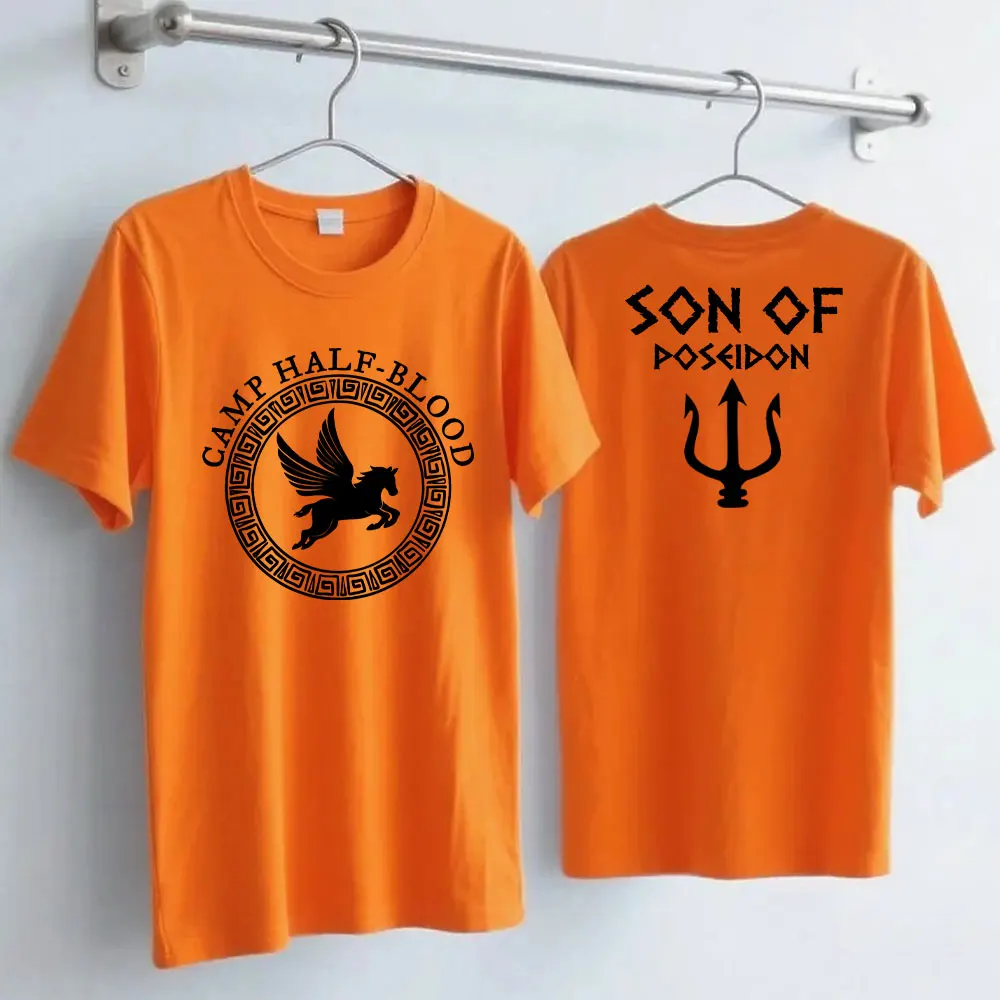 Camp Half Blood Men Women T-shirt Long Island Orange Tee Greek Mythology Poseidon Son Summer Cotton Short-sleeve T-shirt