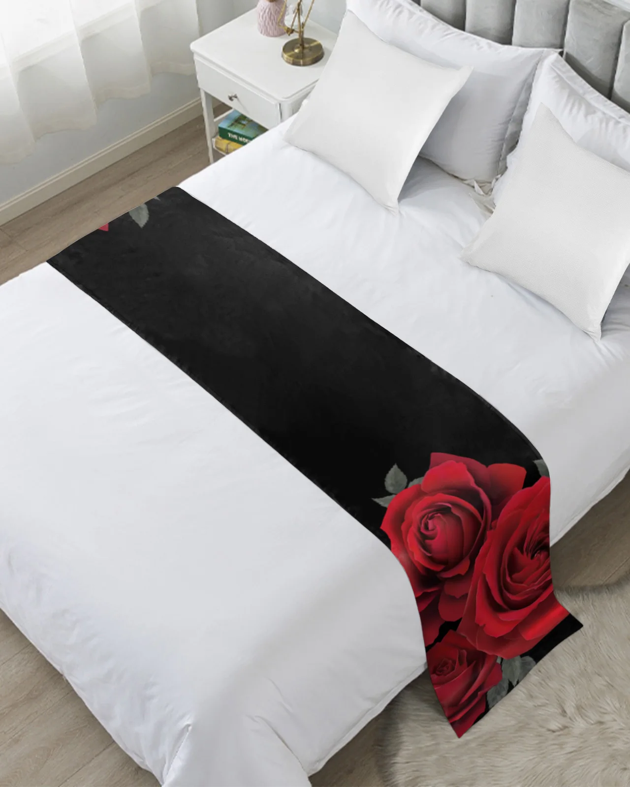 Valentine'S Day Rose Flower Red Bedspreads Bed Runner Bed Flag Scarf for Home Hotel Decor Bedding Single Queen King Bed Cover