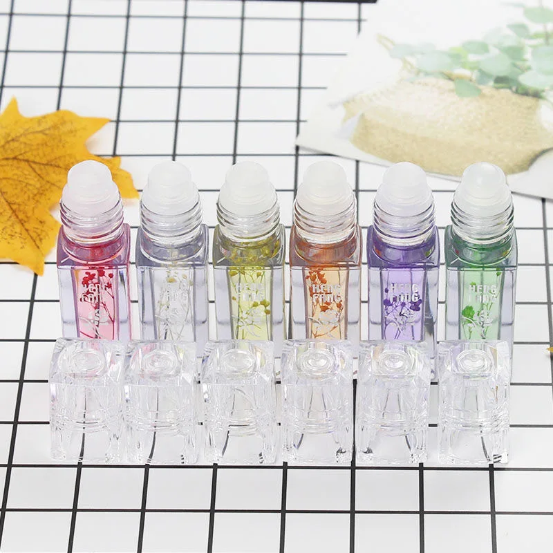 12Pcs Hengfang Flowers Nutritious Lip Oil Transparent Moisturizing Lip Gloss Long Lasting Roller Ball Lip Care Lip Balm Makeup