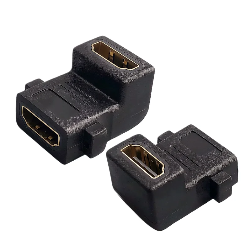 2PCS 4K 2.0 HDMI Adapter Female to Female Earbend 90 Degrees Computer Graphics Card Single Reaction Machine for HDMI Cable
