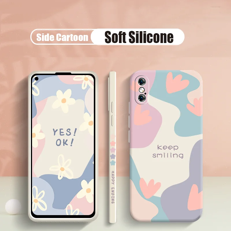 Funda de teléfono con flores bonitas para Xiaomi, funda de silicona suave cuadrada para 11T, Mi 6x8, 9 SE, A2, A3, 11i, 11X Pro, 11 Lite, 5G, CC9, CC9e, Mix 2s, 3, 4