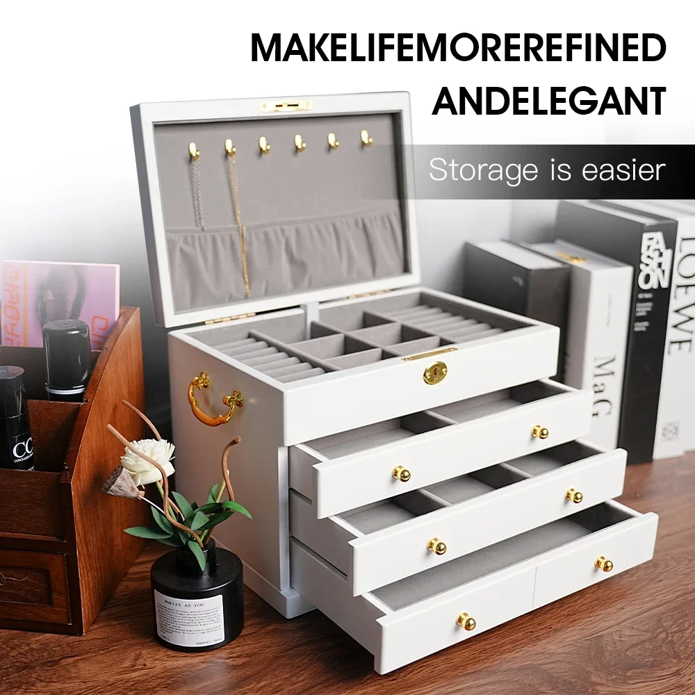 

Wooden Jewelry Box Jewelry Organizer For Jewellery Make Up Necklace Ear Ring Organizing Plastic Drawer Storage Box For Jewelry