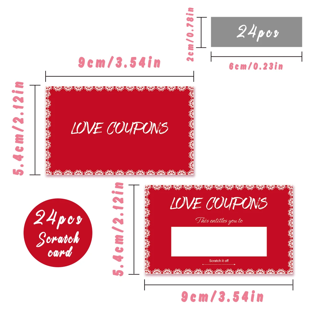 24 قطعة من بطاقات الملاحظات الفارغة، بطاقات خدش للزوجين الأحمرين، بطاقات خدش مفاجئة للعطلات لعام 2026، زينة للحفلات، بطاقات هدايا ذاتية الصنع