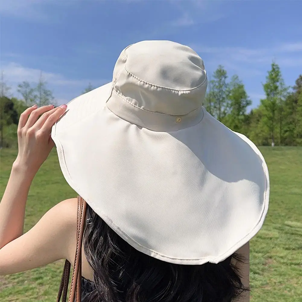 Wide Brim UPF 50+ Sun Hat Women Anti-UV Protection Hiking Fisherman Cap Fold Summer Solid Beach Hat 2023 Double Sided Sun Hat