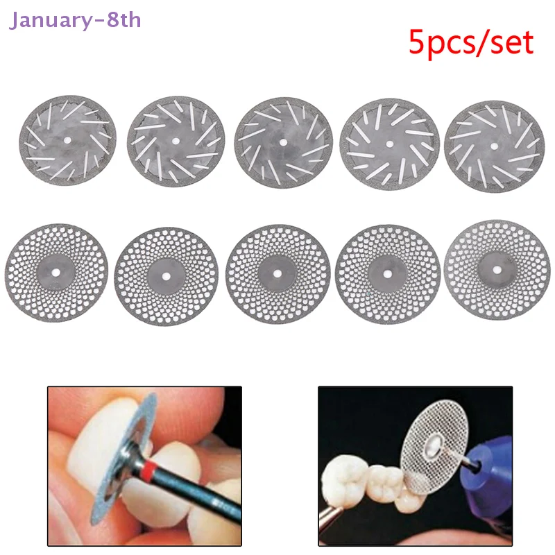 5Pcs Dental Ultra-thin Double Sided Diamond Cutting Disc Mandrel Teeth Whitening