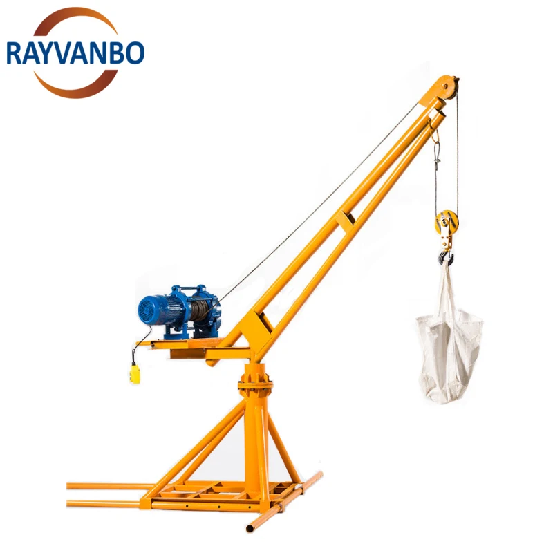 Construction Building Material Lifting Machine Mini Crane With Small Mini Sliding Pulley Wire Rope Pulling Hoist