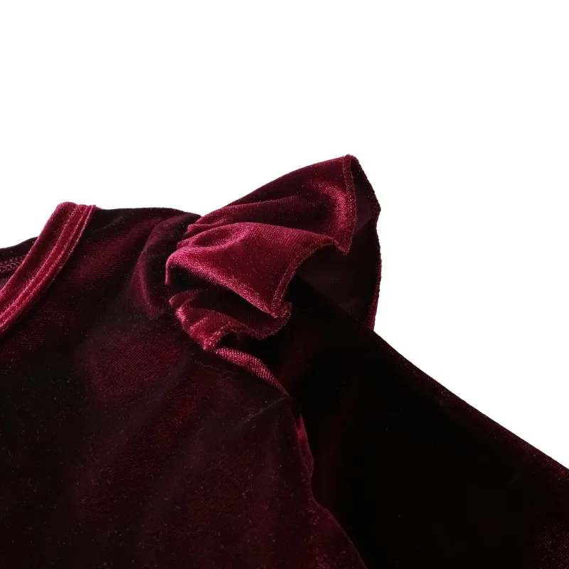 Autumn Spring Toddler Girl Velvet Ruffle Dress Vintage Dresses Baby Girls Halloween Christmas Outfit Dress
