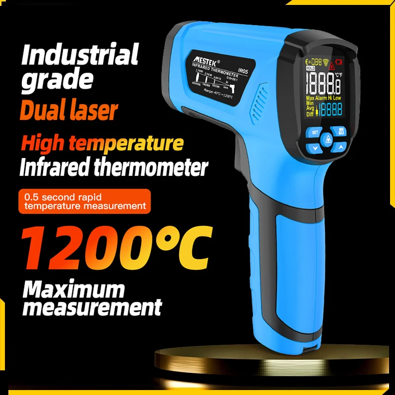 -50 ° c ~ 1600 ° bezkontaktowy termometr na podczerwień pistolet termiczny z sondą LCD przemysłowy miernik wysokiej temperatury dostosowuje