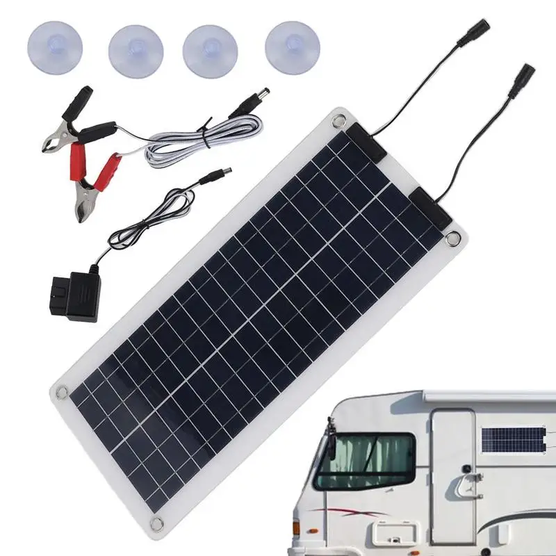 เครื่องชาร์จแบตเตอรี่รถยนต์พลังงานแสงอาทิตย์ 100W Trickle แบตเตอรี่ Keeper DUAL OUTPUT แผงพลังงานแสงอาทิตย์ Power Maintenance สําหรับ 12 V-24 V รถ Marine