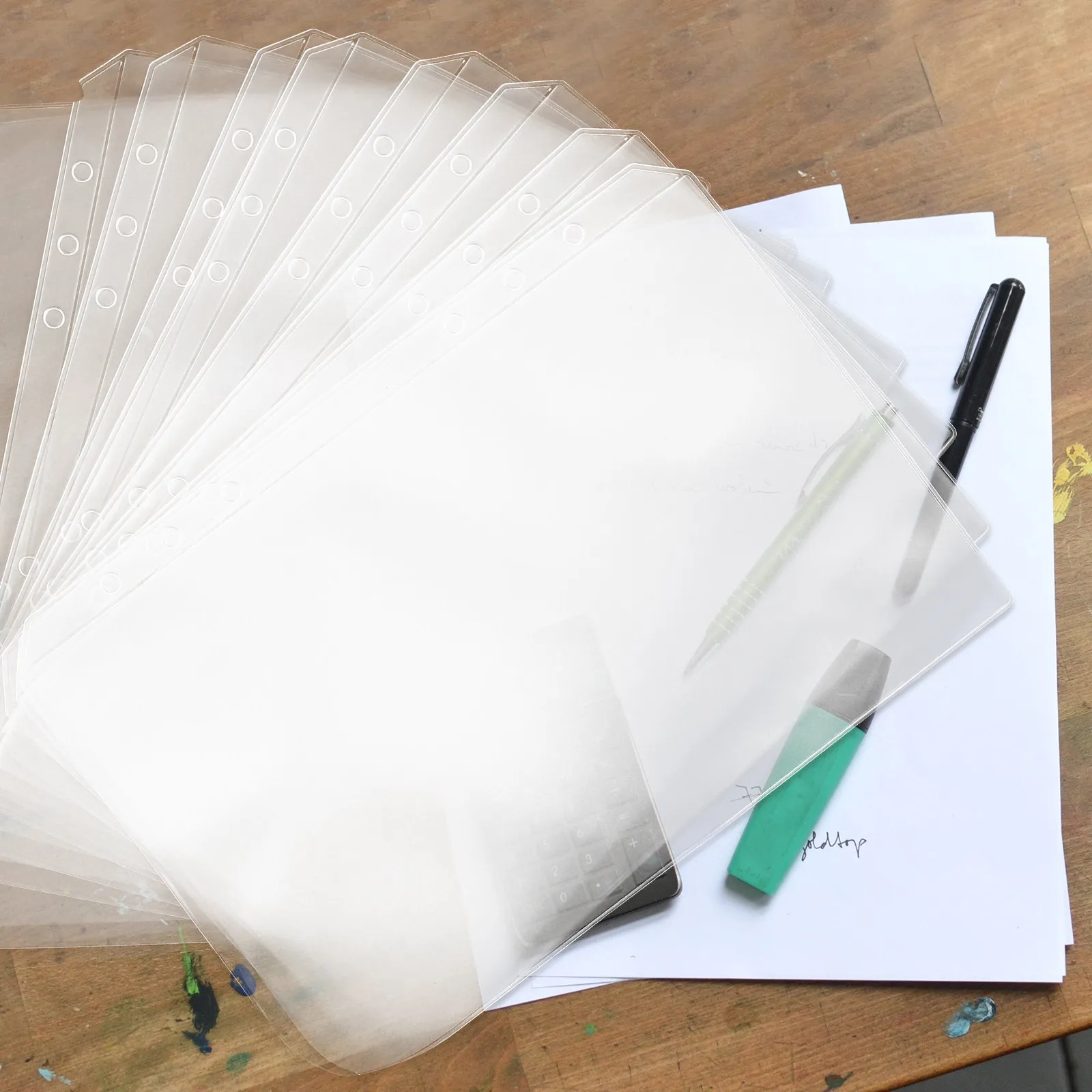 

10Pcs A5 Size 6-Holes Binder Pockets Transparent Zipper File Bag Loose-Leaf Pouch Document Organizer for Planners Receipts