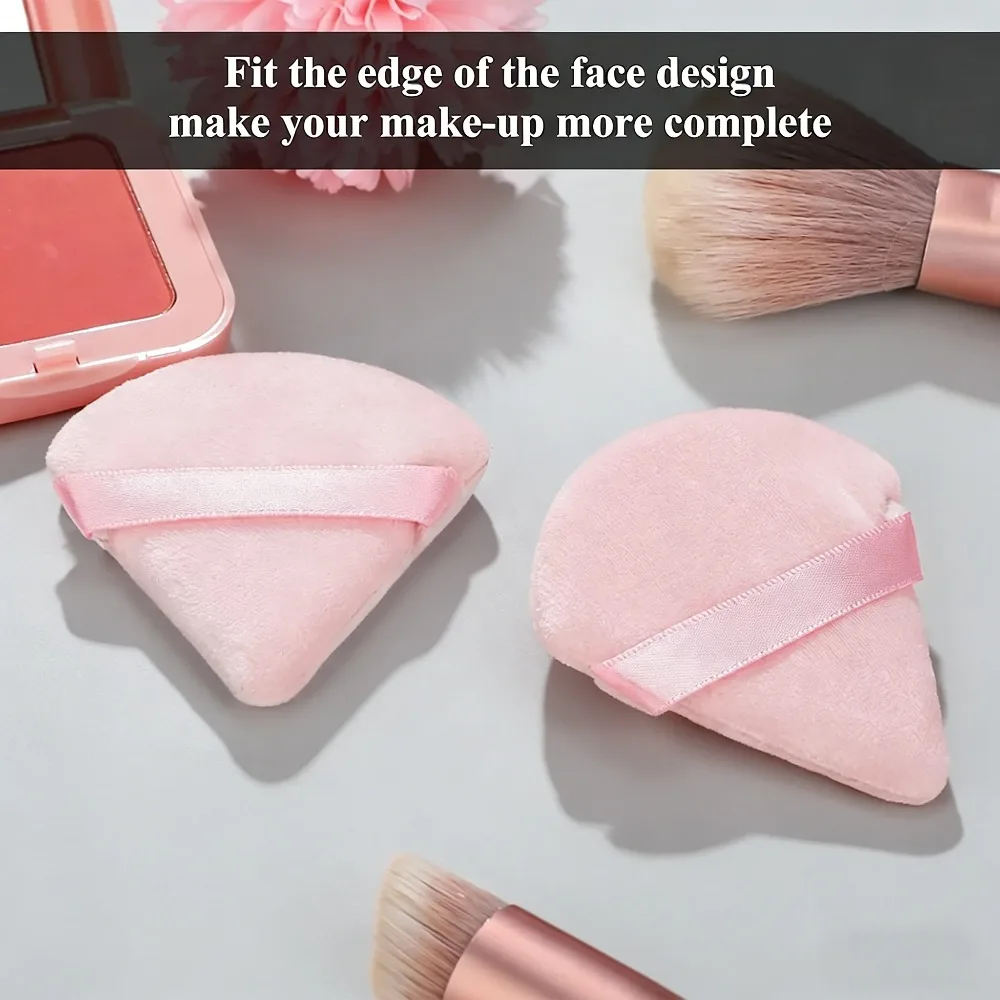 5/10 Uds. Puff de polvo triangular negro rosa, esponja suave de terciopelo para herramienta de belleza de mezcla de bases