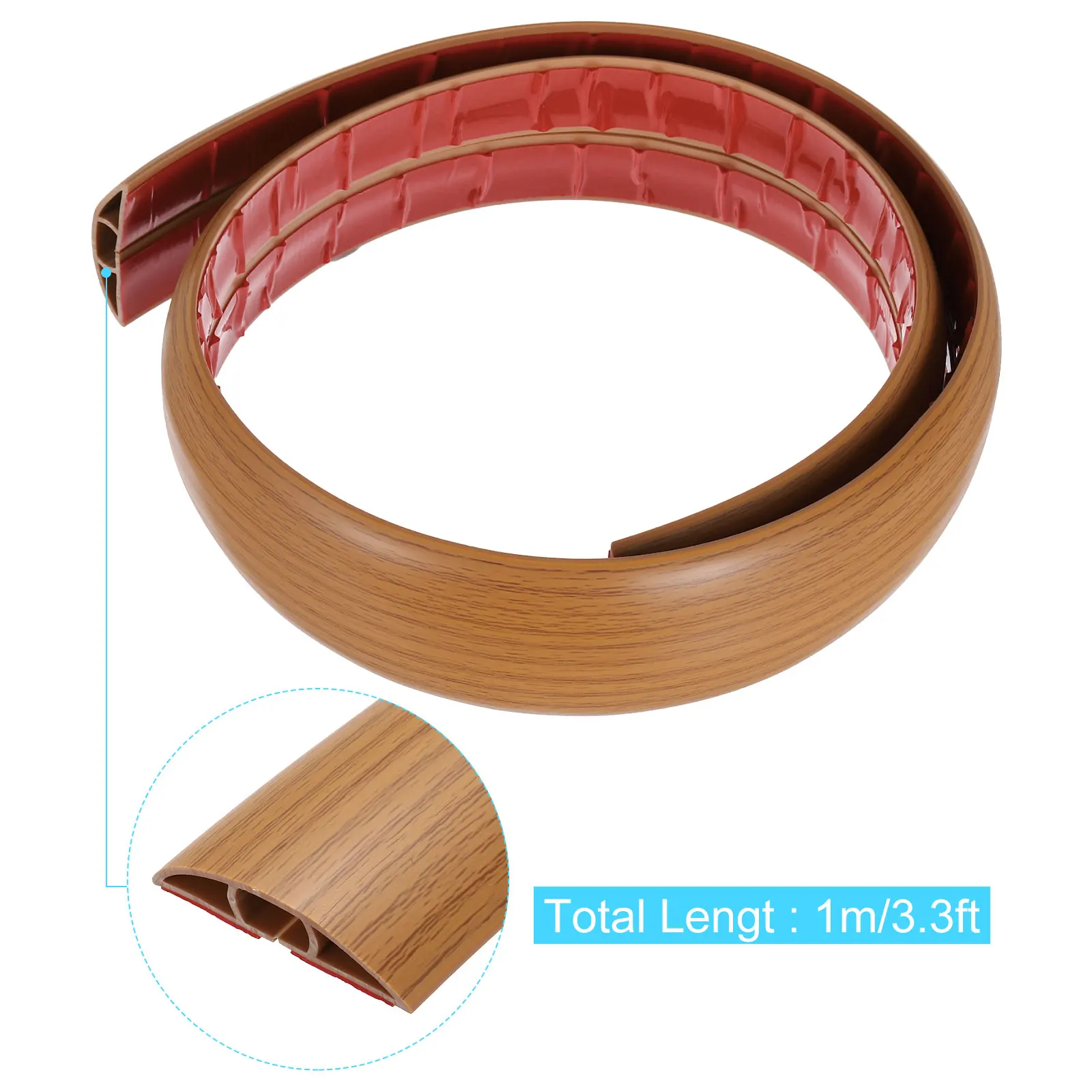 3.3ft/10ft Floor Cord Cover Self Adhesive Cord Hider 0.47" W x 0.3" H for Cable Management Cable Protector