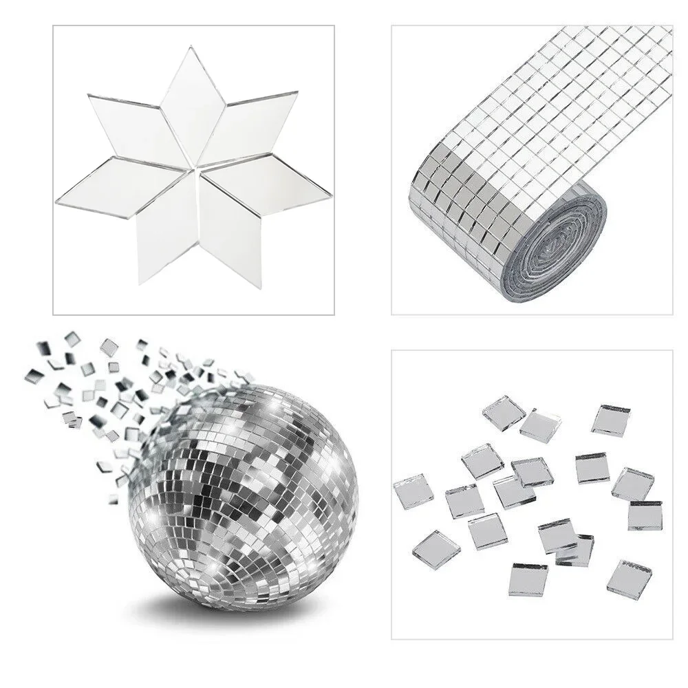 Good DIY 100PCS Glass Mirror Mosaic Tiles Round Square Self Adhesive Stickers Wall Decal Craft Home Decoration Craft Supplies