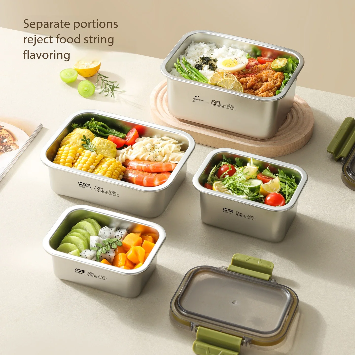 304 Stainless Steel Eco-Friendly Lunch Box Dishwasher Available Food Grade Microwave  Heatable Portable Sealed Lunch
