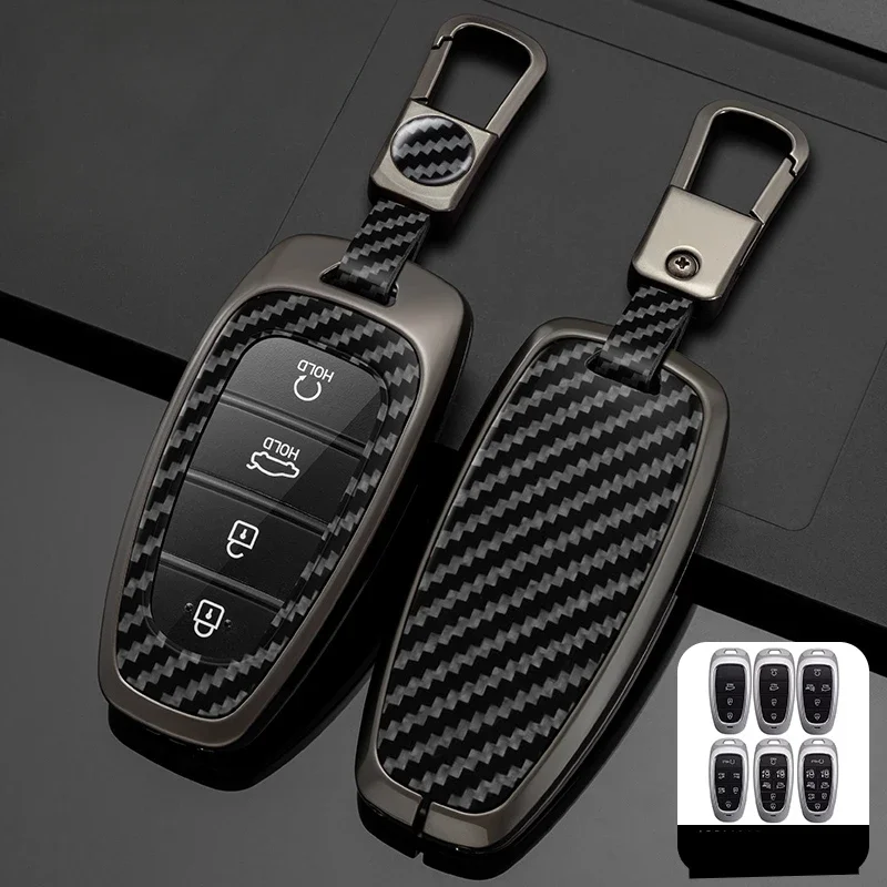 

Zinc Alloy Car Key Case Cover keychain for Hyundai Solaris Sonata Hybrid NEXO NX4 New Grand Santa Fe Tucson 2020 2021