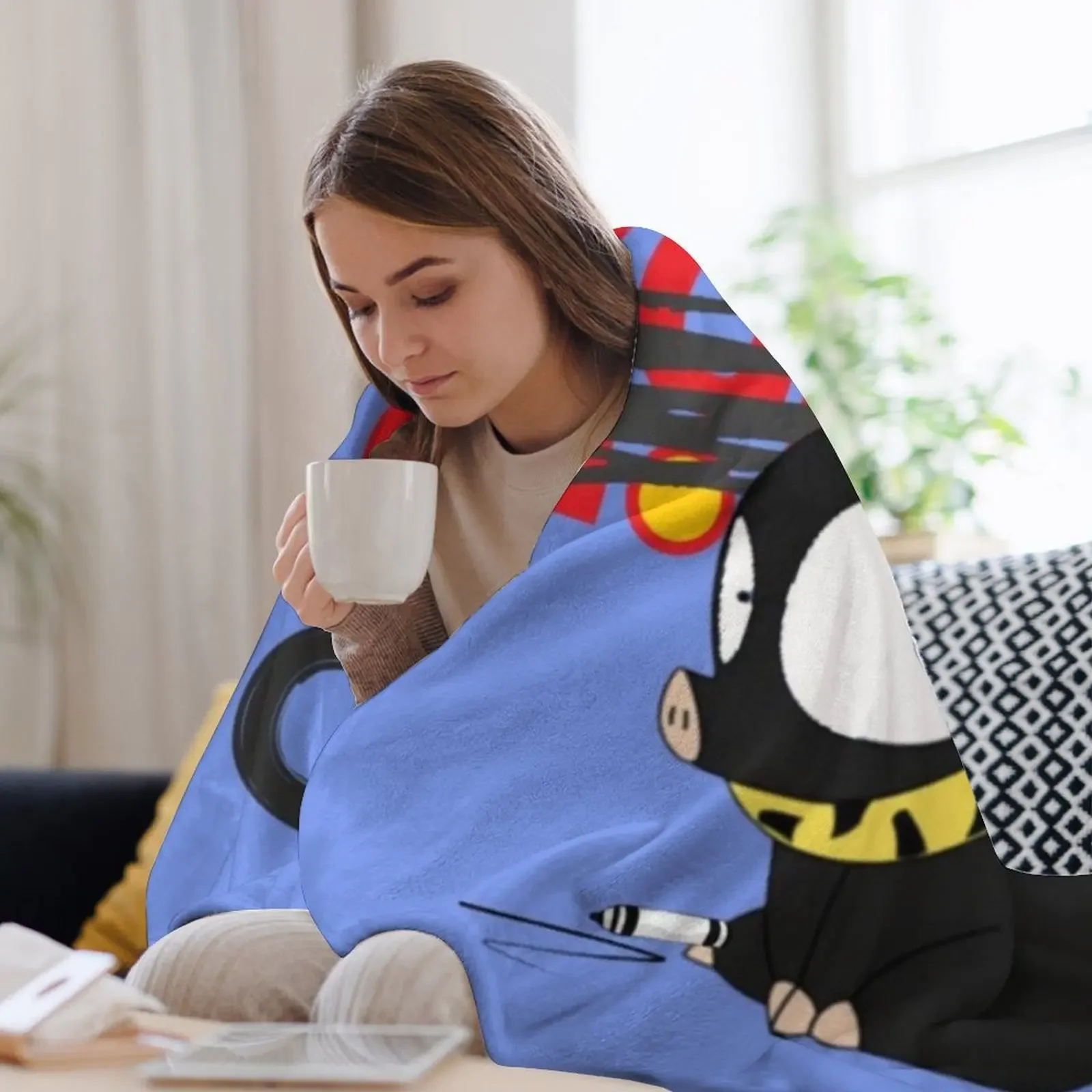 شعار P-Chan Ranma (خلفية زرقاء) SILLYFUN ON REDBUBBLE.COM (جودة منخفضة إذا كانت مسروقة) بطانية رمي بطانيات أرائك منقوشة ناعمة