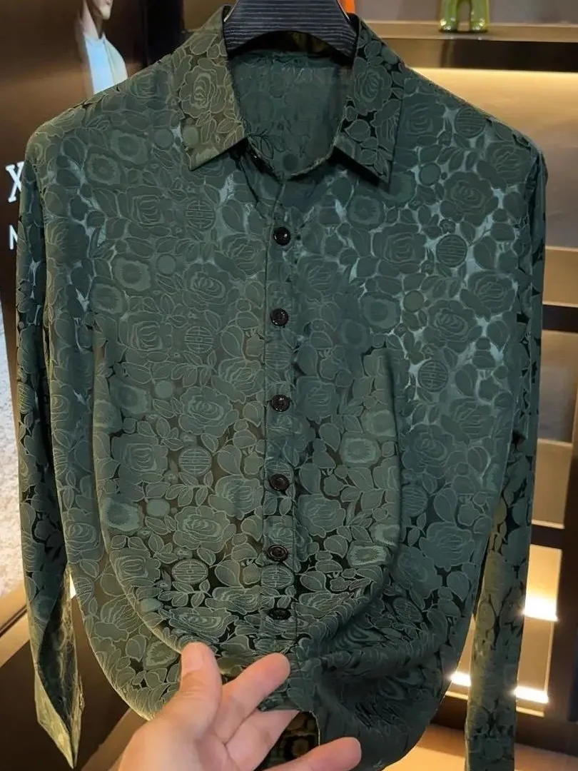 Casual Men's Long Sleeve Shirt Fashionable Versatile Autumn Winter New Arrival Standard Fit Printed Polyester Breathable Wear...