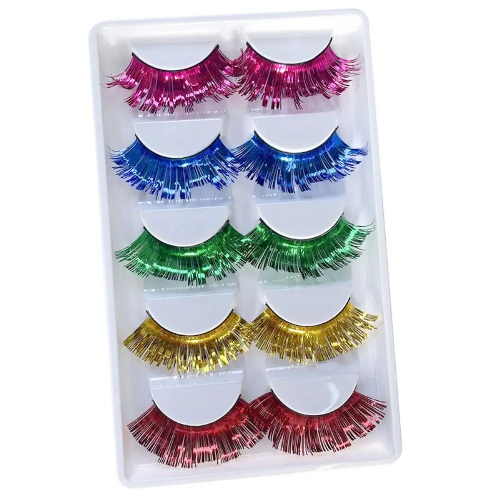 2 Box Exaggerate Shiny Eyelashes Reusable Beautiful Colored False Eyelashes High Quality Lashes Extension 3D Curled Lashes