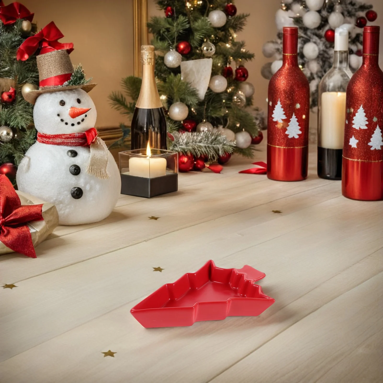 

Festive Ceramic Christmas Tree Serving Tray Nordic Design for Nuts Dried Fruits Cheese Cakes Holiday Appetizer Display