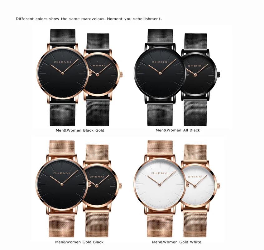 Montre-bracelet à quartz ultra fine étanche pour hommes et femmes, montres provoqué élégantes pour femmes, montres pour couples, horloge à la mode