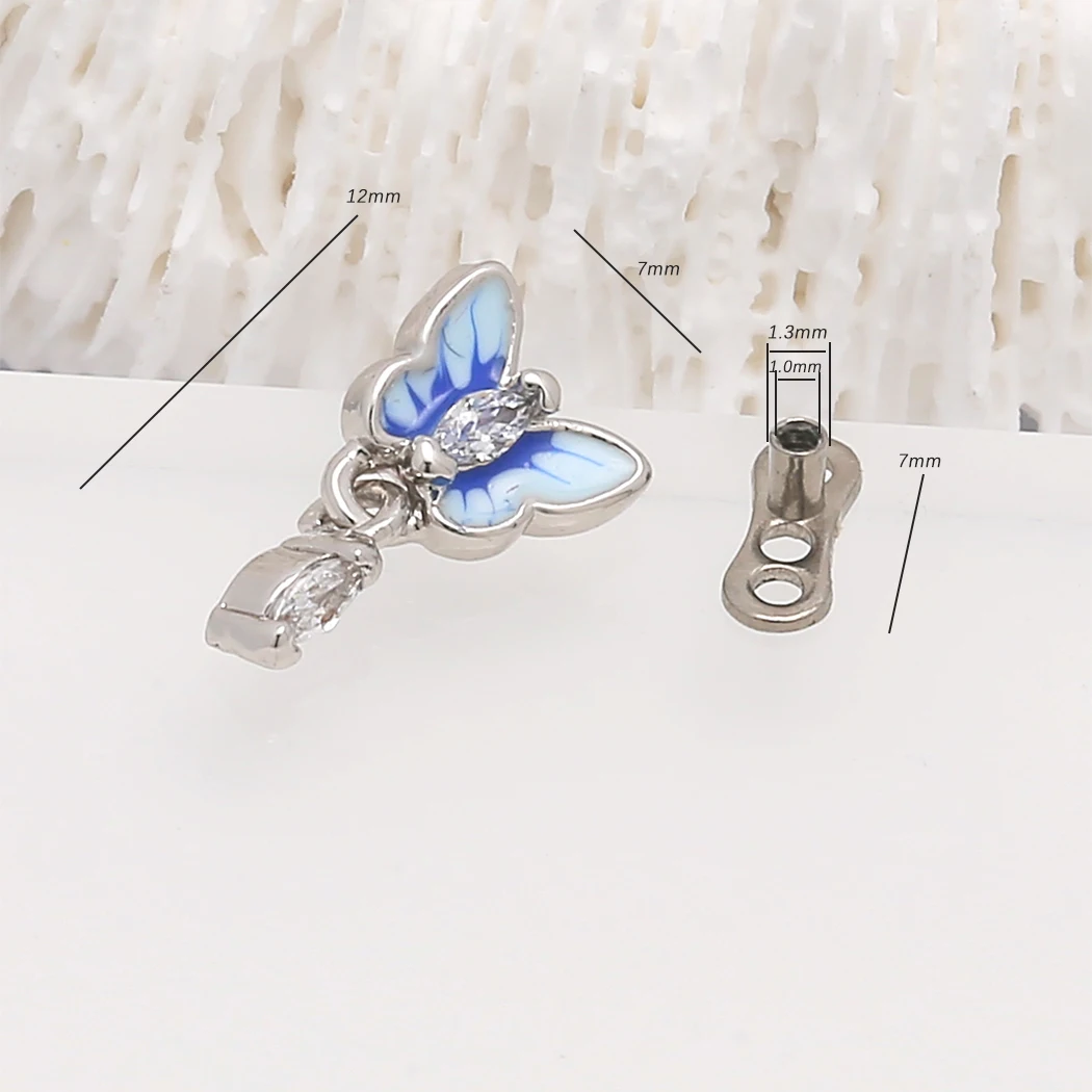 JHJT G23 Titanium Micro Dermal Piercing Dermal Anchor Top with Base Piercing Skin Diver Crystal Top Surface Piercing Jewelry