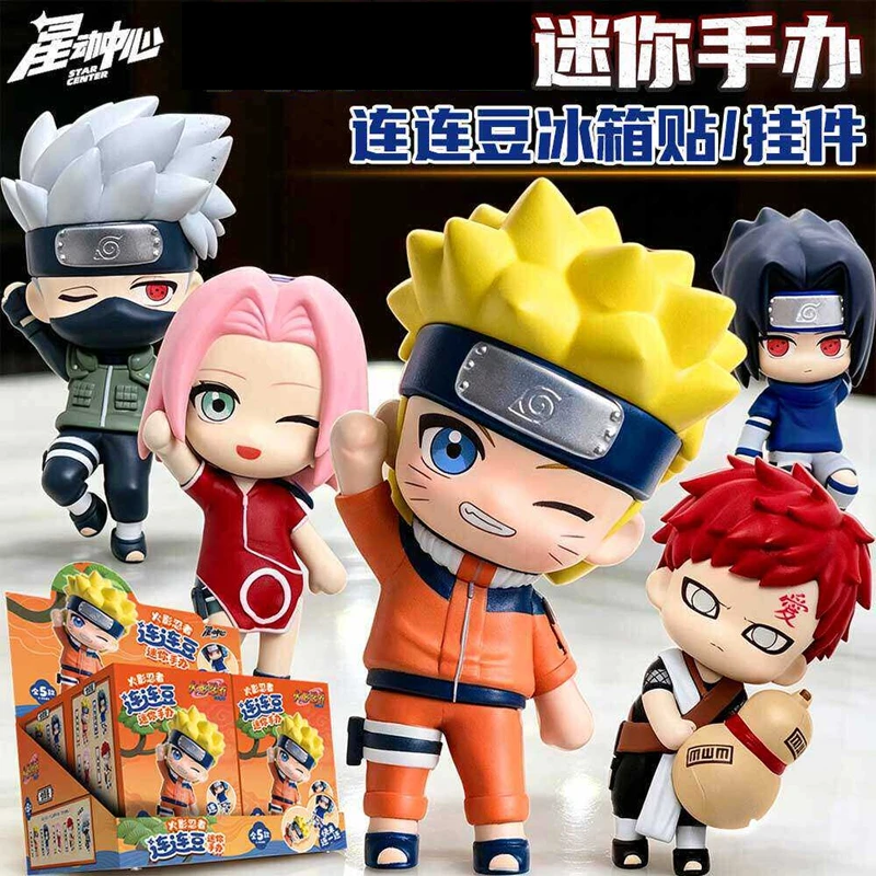 Genuine NARUTO Star Center Connectable Beans Blind Box Gaara Anime Figure Mystery Box Built-in Magnet Fridge Decor Sticker Gift