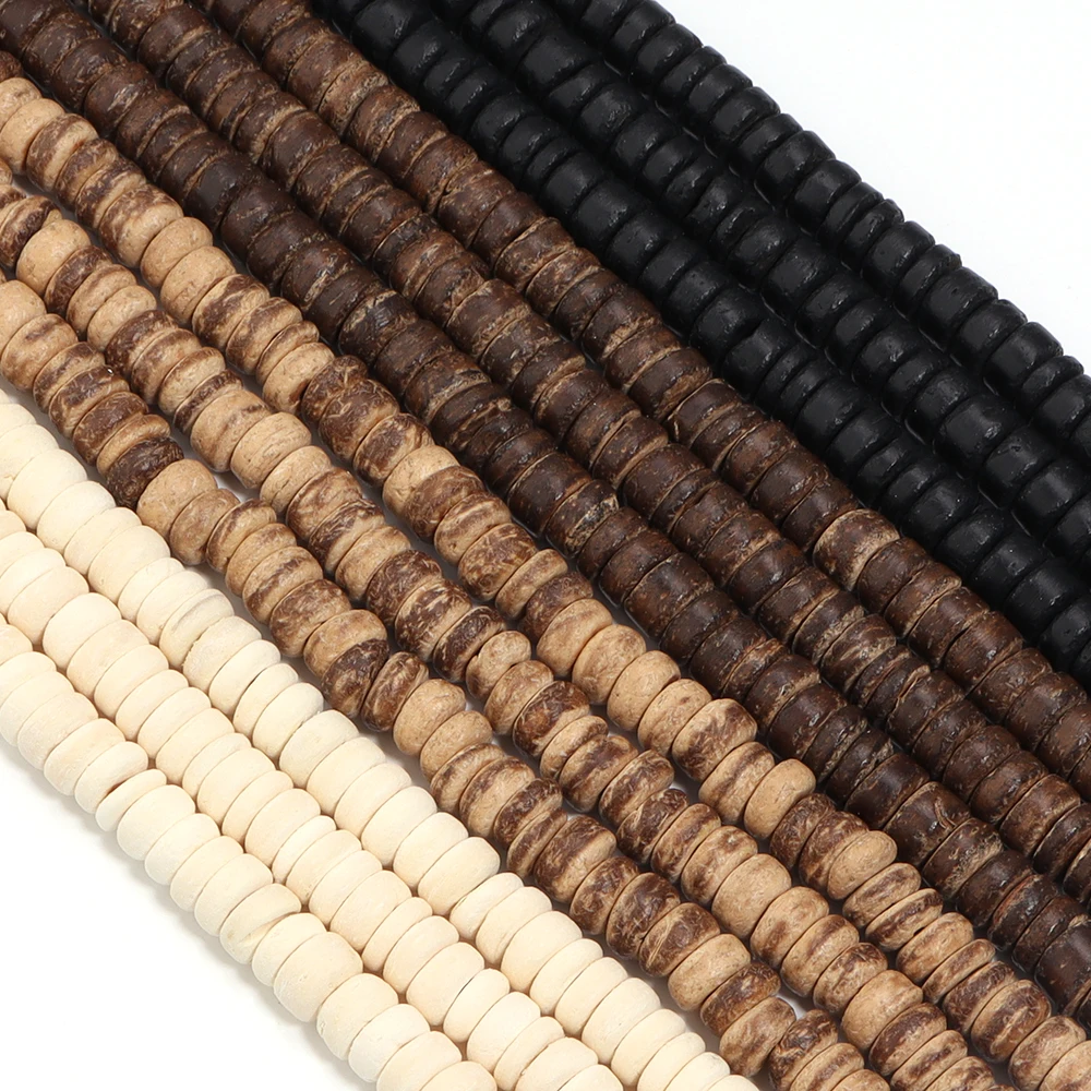 1/3 Strang Natürliche Kokosnussschale Holz Spacer Perlen Lose Flache Gebet Holz Perlen Für DIY Handgemachte Armband Halskette Zubehör