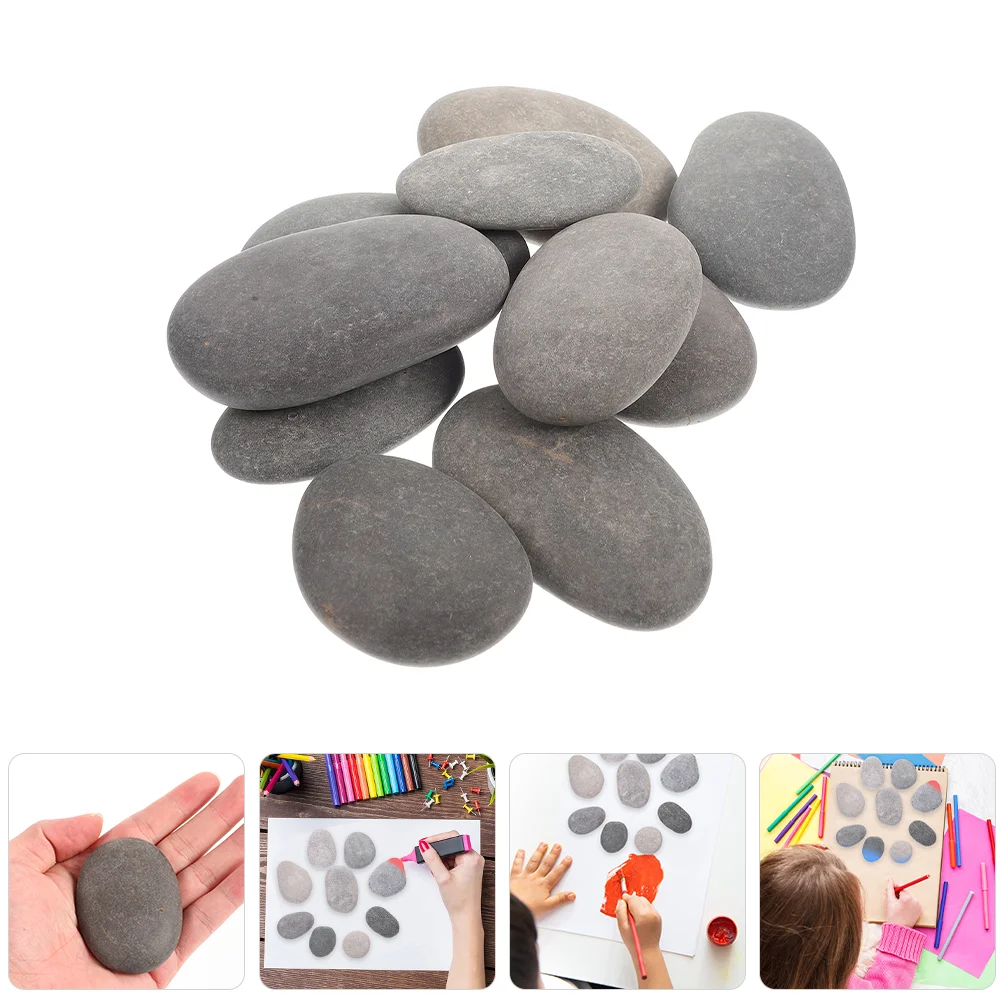 20 Pcs Painting Rocks Children's Hand-painted Stones Small Artificial Plants Crafts Making Pebbles