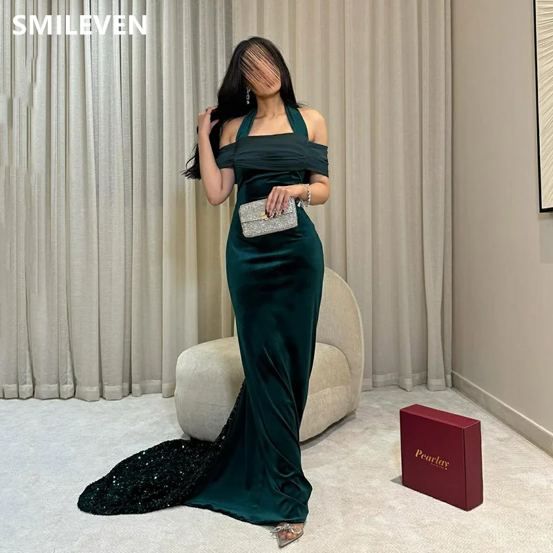 

Smileven Green Elegant Mermaid Prom Dress Luxury Saudi Arabia Formal Evening Gowns فساتين سهر Wedding Party Dress Customized