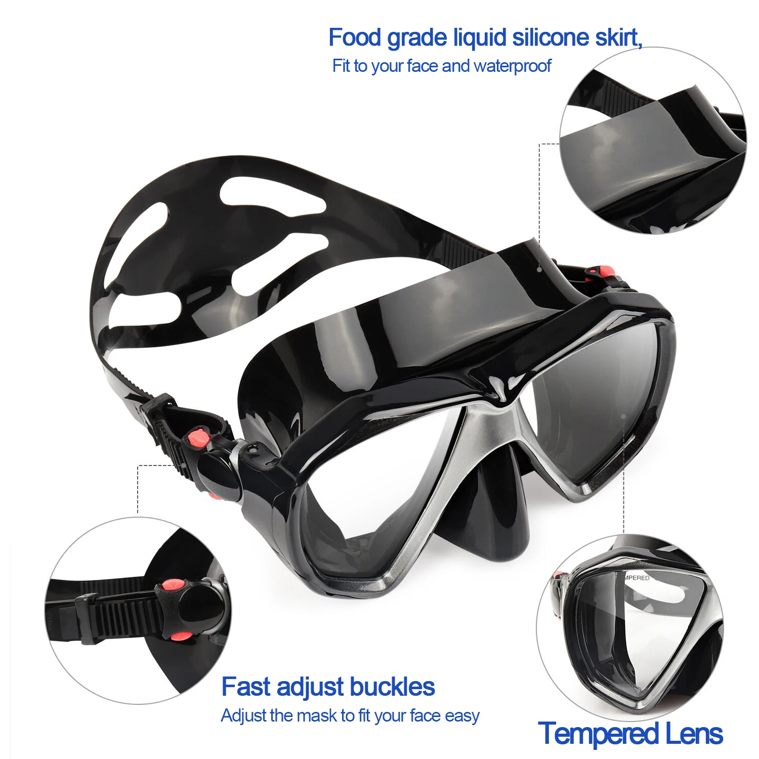 EXP VISION Dry Snorkel Diving Set, Anti-Fog, Panoramic, Scuba, Snorkeling, Swimming, Adult