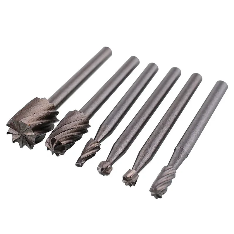 Rotary Cutter File HSS Routing Router Drill Bits Set Carbide Rotary Burrs Tool Wood Stone Metal Root Carving Milling Cutter