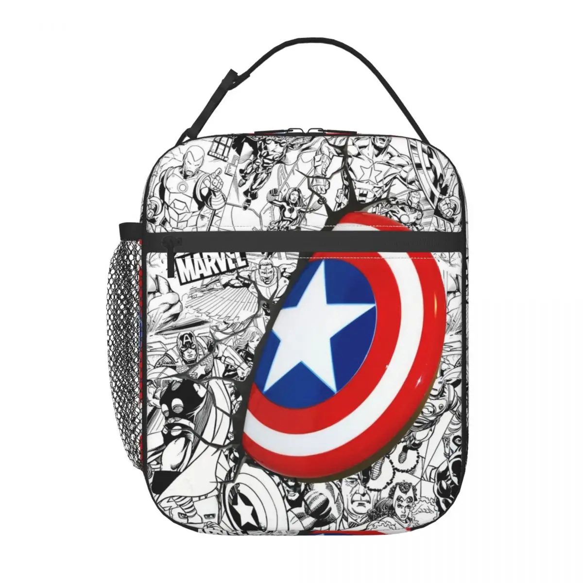 

Custom Captain America Shield Insulated Lunch Bag Superhero Cooler Thermal Bento Box Outdoor Camping Travel Resuable Tote Bags