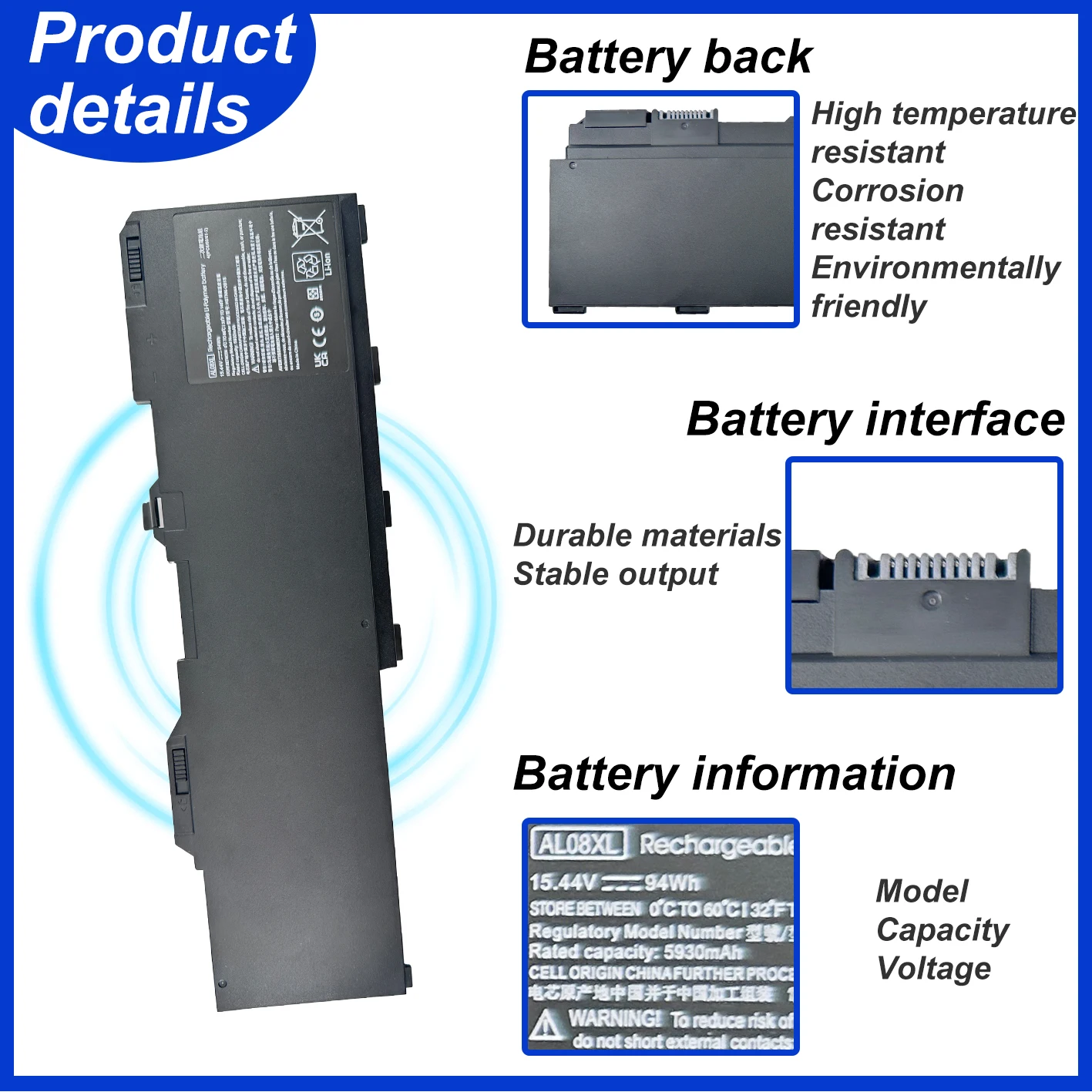 AL08XL 6088mAh Laptop Battery For Hp ZBook Fury 15 G7  Fury 15 G8 17 G7 17 G8 Series  AL08094XL HSTNN-IB9N L86155-1C1 L86155-AC1