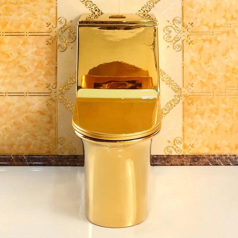 Golden luxury modern European style hotel presidential suite golden color water closet one piece ceramic gold toilet