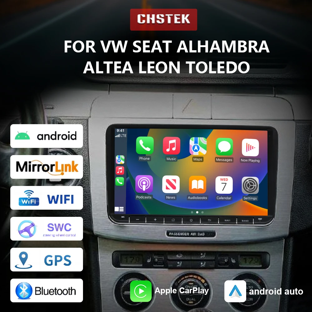

Car Radio Carplay Android 13 for Volkswagen Amarok Beetle Bora Caddy EOS Magotan Jetta Passat SKODA Altea Player Qualcomm GPS 4G