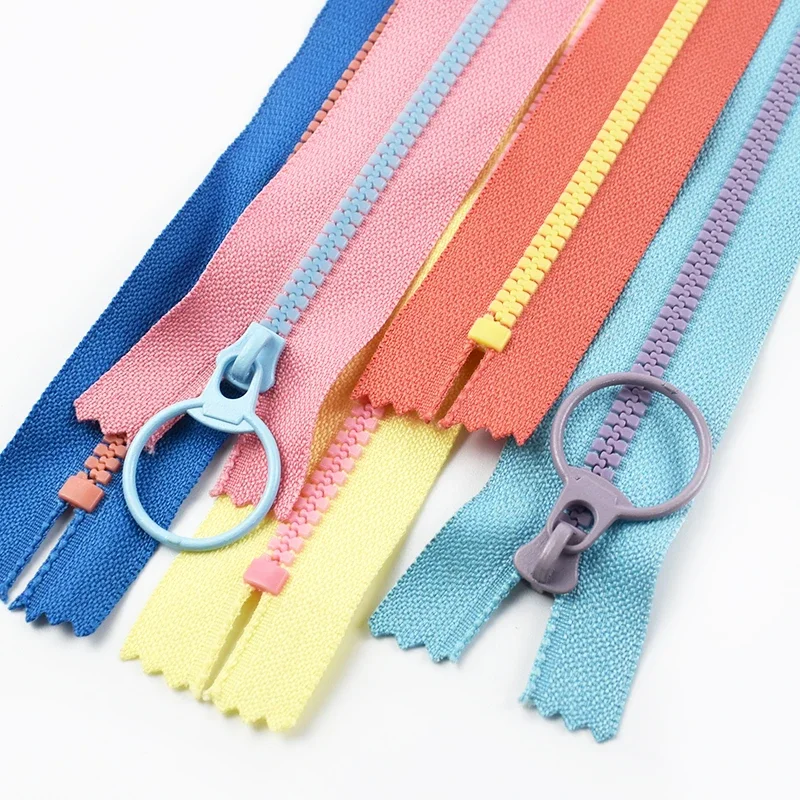 10Pcs Meetee 3# Resin Zippers Ring Zips Slider 15-40cm Close-End Zipper for Bag Purse Decor Zips Repair Clothes Sewing Accessory