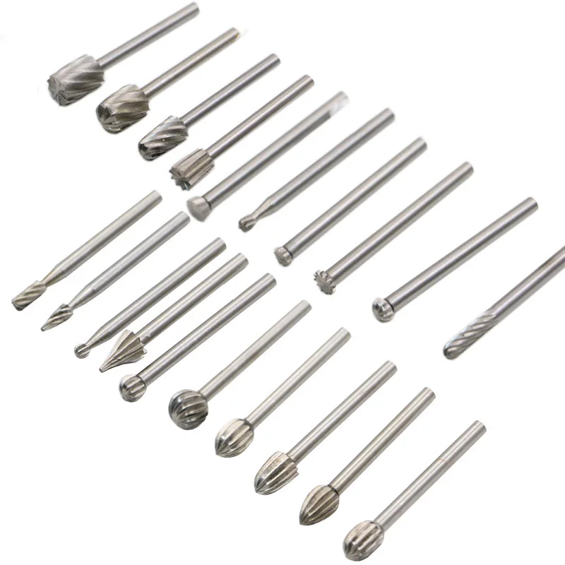 20pcs 3.1mm Shank Rotary Milling Cutter Set Tool Grinding Accessories metal Polishing dremel bits Burr Electric Hss Carbide